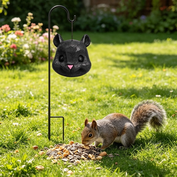 Linargent Squirrel Head Feeder Funny Animal Face Hanging Feeder for Trees and Decks Outdoor Garden Wildlife Feeding Station