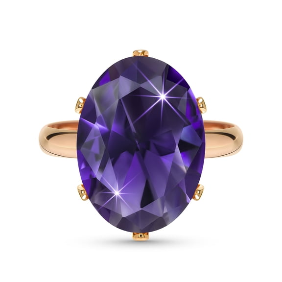 Linawe Amethyst Purple Cubic Zirconia Rings for Women, Rose Gold Prom Jewelry, Imitation Diamond Adjustable Ring, Boho Birthstone Gemstone Crystal Rhinestone Oval Rings