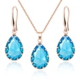 thumbnail image 1 of Linawe Aquamarine Blue Jewelry Sets for Women, Rose Gold Pendant Necklace and Earring Set, Fake Birthstone Crystal Imitation Diamond Necklace Set, Rhinestone Teardrop Jewelry Set, 1 of 7