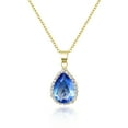thumbnail image 1 of Linawe Aquamarine Necklace for Women Trendy, Blue Crystal Chain Necklace, Statement Moonstone Pendant Diamond Iridescent Aurora Borealis Teardrop CZ Necklace 14K Gold Plated, 1 of 5