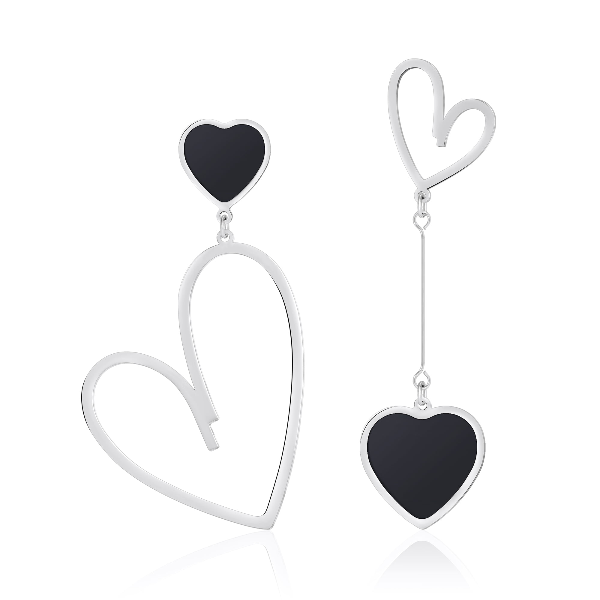 Trendy Black Heart Earrings for Women Silver Chile Ubuy