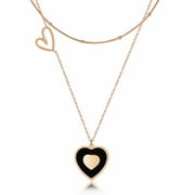Linawe Black Heart Layered Necklaces for Women Trendy, Rose Gold Stainless Steel Pendant Choker Layering Necklace Set, Preppy Y2K Jewelry, Gift Valentines Day Anniversary Birthday