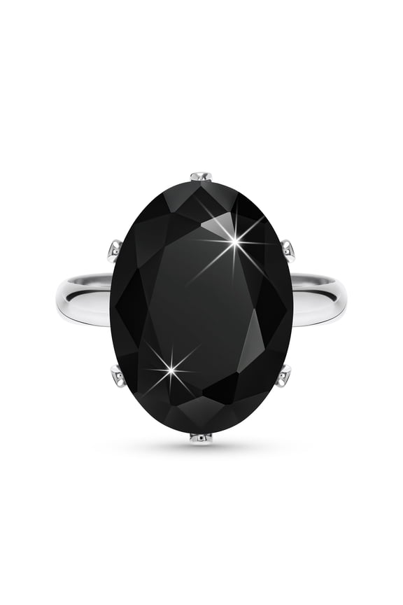 Black Rings for Women, Cubic Zirconia Diamond Ring, Silver Crystal Gemstone Birthstone Rhinestone Gothic Chunky Vintage Adjustable Ring Costume Jewelry