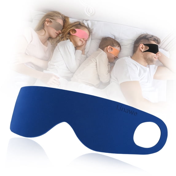 Linawe Blue Kids Sleep Mask Eye Masks, Silk Sleeping Mask Blindfolds Eye Patch Cover Satin Eyemask for Travel, Flight Essentials Deep Sleep Night Mask Light Blocking