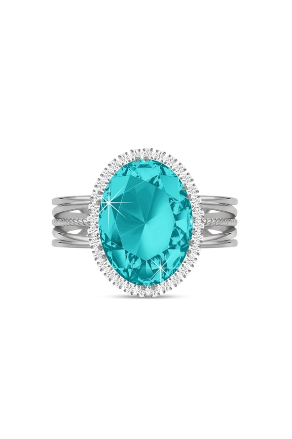 Blue Silver Plated Rings for Women, Fake Birthstone Moonstone Adjustable Oval Ring, Imitation Diamond Faux Crystal Gemstone Cubic Zirconia Rings