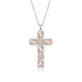 thumbnail image 1 of Linawe Champagne Cross Charm Necklace for Women Trendy, Silver Chain Cross Pendant Necklace, Moissanite Crystal Imitation Diamond Birthstone Cute Jewelry, Catholic Religious Gifts Mom, 1 of 7