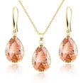 thumbnail image 1 of Linawe Citrine Crystal Gold Plated Jewelry Sets for Women, Imitation Diamond Pendant Necklace Set, Rhinestone Drop Dangle Earrings Set, Birthstone Cubic Zirconia Matching Wedding Jewelry Set, 1 of 7