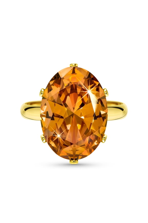 Citrine Morganite Orange Topaz Adjustable Rings for Women, Gold Plated Cubic Zirconia Diamond Gemstone Crystal Birthstone Rhinestone Cocktail Ring Costume Jewelry