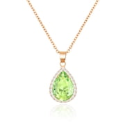 Linawe Crystal Imitation Diamond Peridot Green Necklaces for Women Trendy, Rose Gold Moissanite Birthstone Choker Pendant Necklace Statement Aesthetic Gemstone Jewelry Set