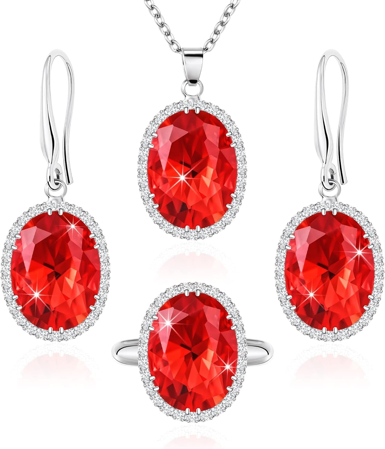 Linawe Crystal Jewelry Set For Women, Cubic Zirconia Ring, Diamond ...