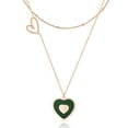 thumbnail image 1 of Linawe Emerald Green Chain Necklace for Women Trendy, Heart Choker Rose Gold, Heart Pendant Layered Preppy Necklace, Long Lover Necklace, y2k Queen Jewelry, 1 of 6