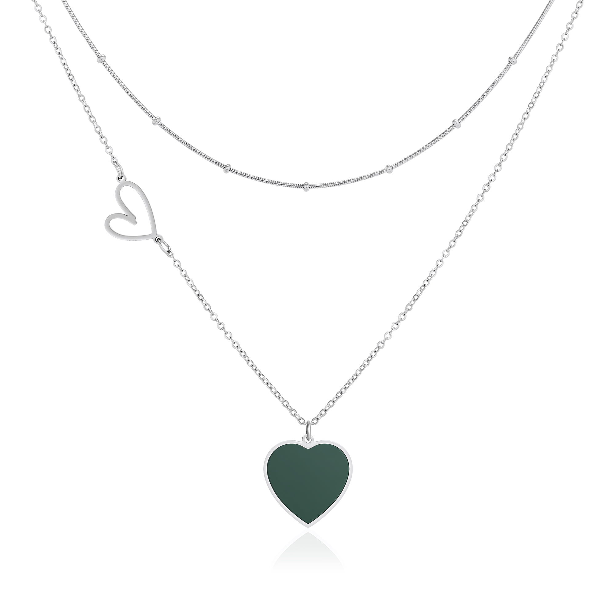 Two Necklaces black & green stainless steel for women. Women main image 4