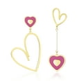 thumbnail image 1 of Linawe Fuchsia Hot Pink Heart Earrings for Women Trendy, Hypoallergenic Stainless Steel Gold Dangle Drop Earrings, Statement Unique Cute Preppy Stuff, Anniversary Valentines Gift, 1 of 6