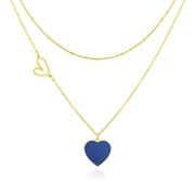 Linawe Gold Plated Layered Necklace, Royal Blue Heart Choker Pendant Necklaces for Women Trendy, Stainless Steel Stacked Necklaces, Y2K Preppy Heart Chain Necklace Cute Lover Jewelry