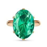 Linawe Green Cubic Zirconia Rings for Women, Rose Gold Diamond Chunky Rings, Adjustable Moissanite Fake Birthstone Crystal Rhinestone Costume Cocktail Rings