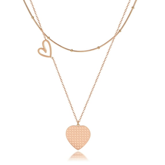 Linawe Heart Layered Necklaces for Women Trendy, Rose Gold Stainless Steel Layering Pendant Choker Necklace Set, Preppy Cute Y2K Stuff, Gift Her Valentine Day Anniversary Birthday