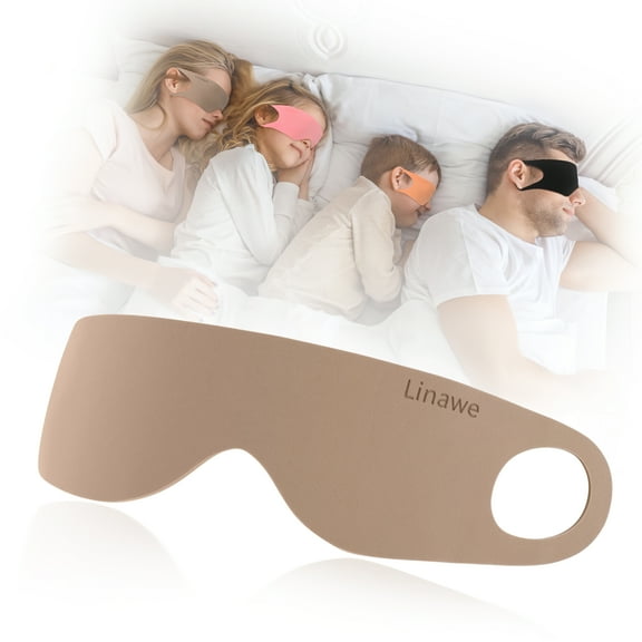 Linawe Kids Sleep Mask Eye Patch Masks for Sleep, Brown Silk Sleeping Mask, Eye Covers Blindfolds Flight Essentials Satin Travel Night Mask Light Blocking Relaxation Gifts