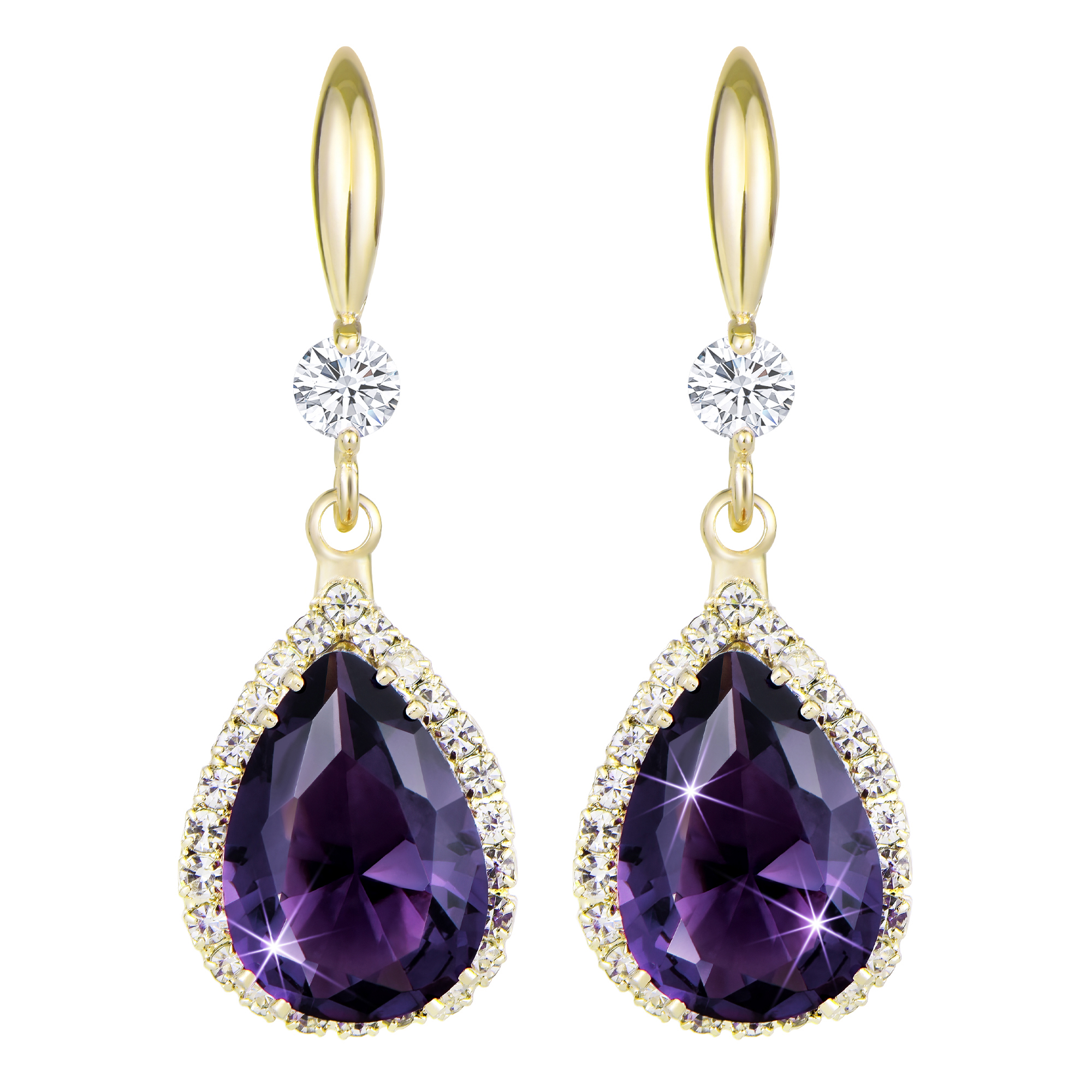 Linawe Purple Dangle Earrings for Women Trendy, 14K Gold Diamond Drop