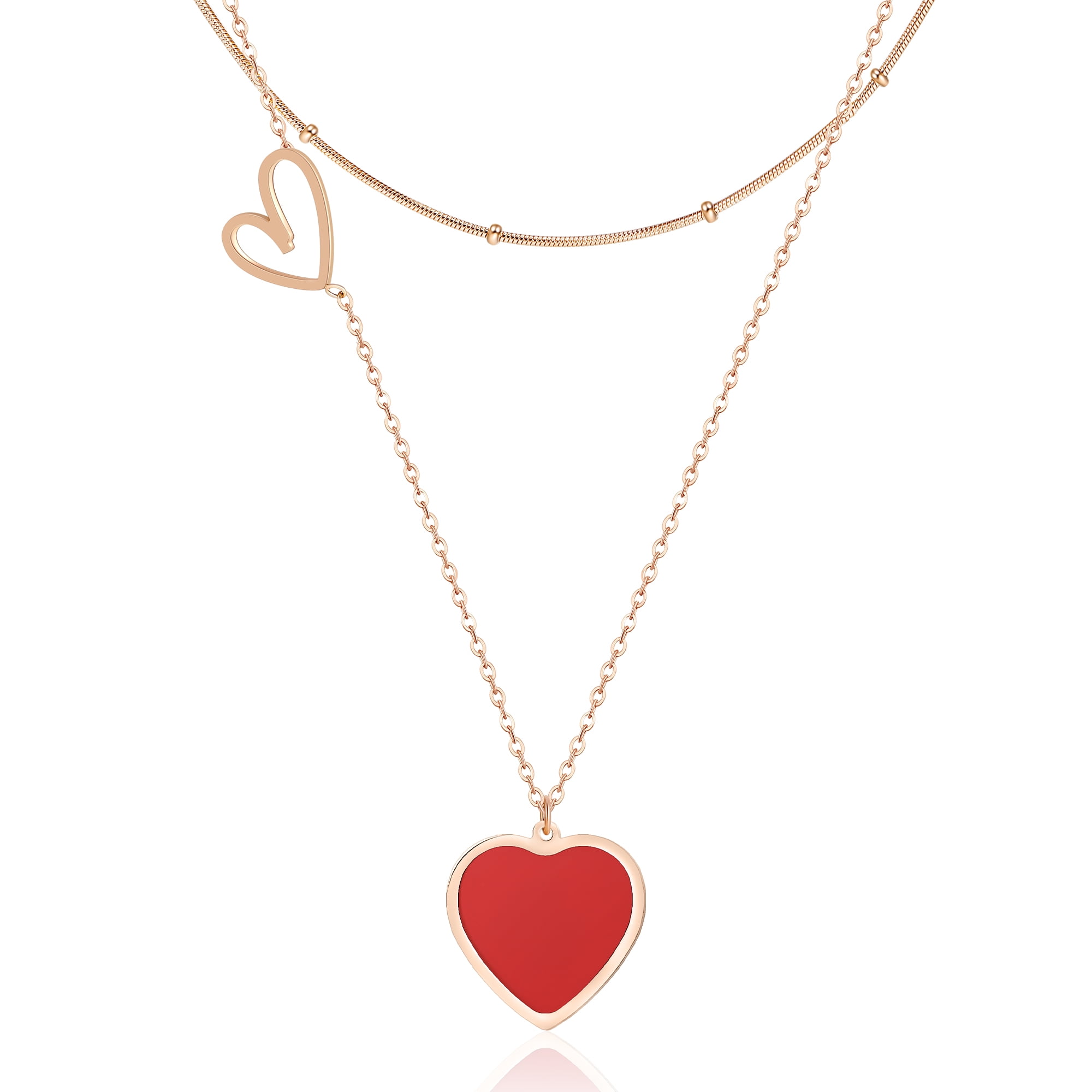 Heart layered necklace deals