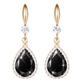thumbnail image 1 of Linawe Rose Gold Color Black Chandelier Earrings for Women Trendy, Imitation Diamond Drop Dangle Rhinestone Cubic Zirconia Dangly Earrings, Teardrop Fake Crystal Birthstone Earrings Dangling, 1 of 7