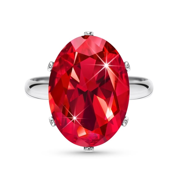 Linawe Ruby Rings for Women, Red Cubic Zirconia Imitation Diamond Adjustable Ring, Silver Vintage Cocktail Chunky Rings Boho Crystal Gemstone Birthstone Rhinestone Dupes Jewelry