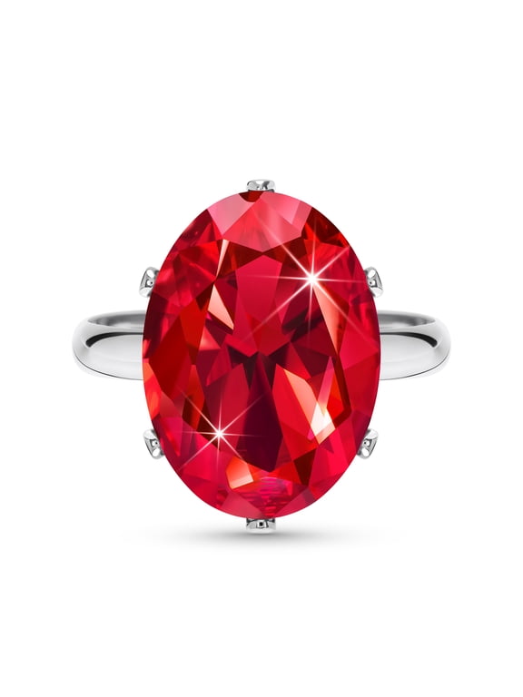 Ruby Rings for Women, Red Cubic Zirconia Imitation Diamond Adjustable Ring, Silver Vintage Cocktail Chunky Rings Boho Crystal Gemstone Birthstone Rhinestone Dupes Jewelry