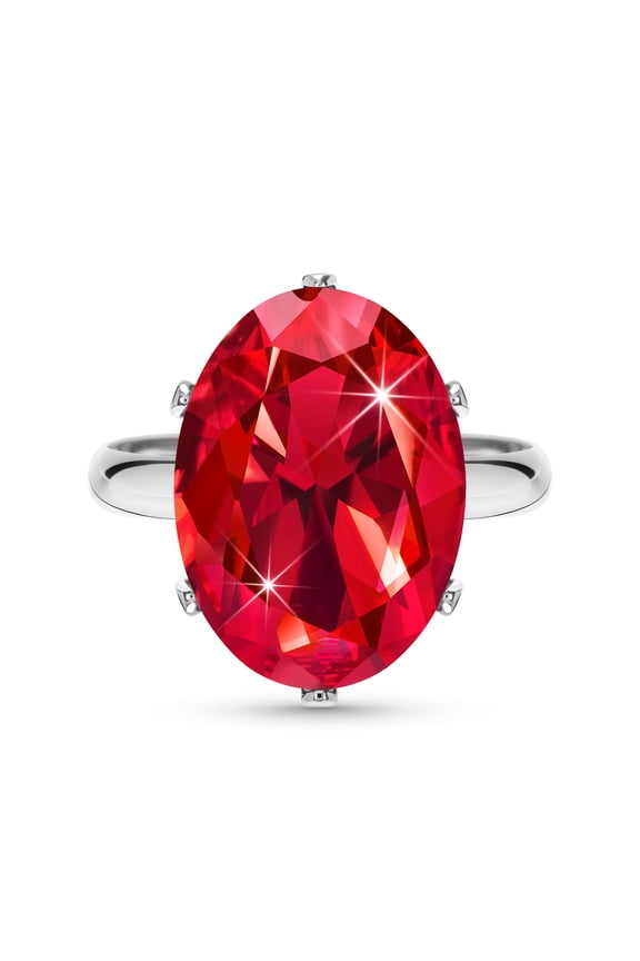 Ruby Rings for Women, Red Cubic Zirconia Imitation Diamond Adjustable Ring, Silver Vintage Cocktail Chunky Rings Boho Crystal Gemstone Birthstone Rhinestone Dupes Jewelry