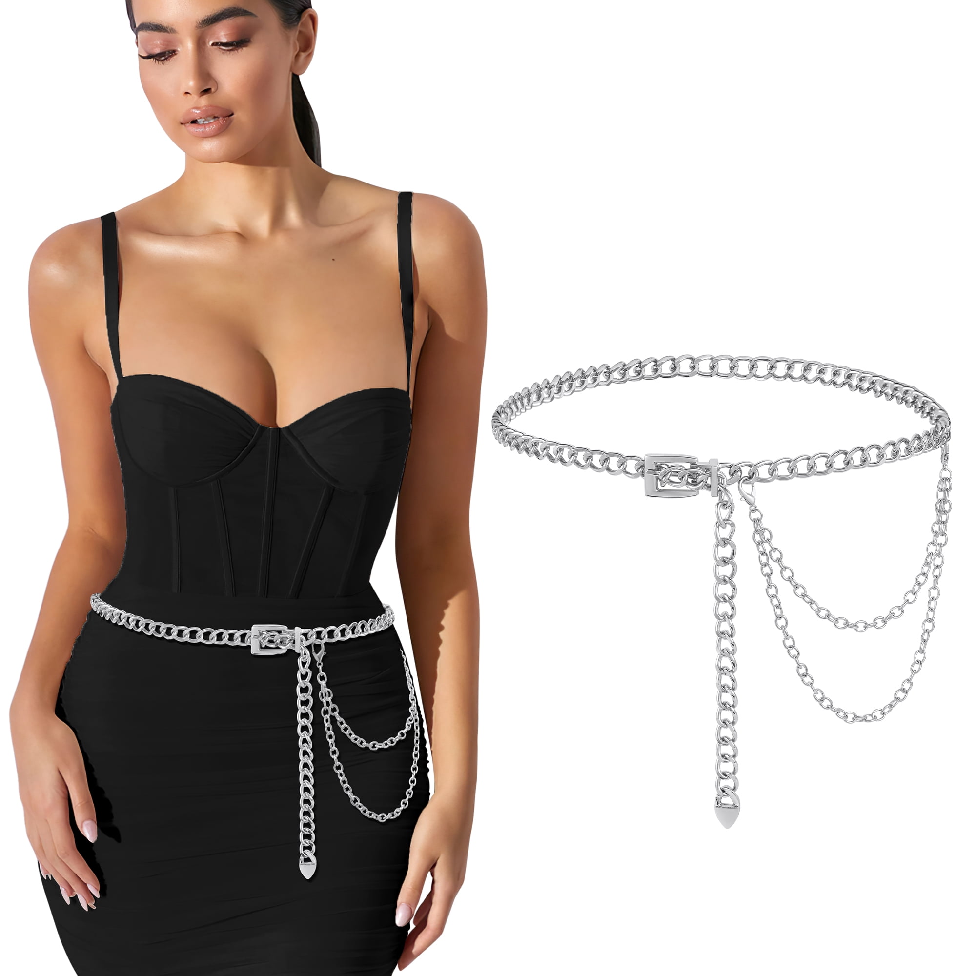 Linawe Multilayer Chain Belt for Women Girls Metal Belt 