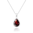 thumbnail image 1 of Linawe Silver Chain Necklace, Ruby Crystal Imitation Diamond Necklace for Women Trendy, Red Pendant, Costume Jewelry Cubic Zirconia Birthstone Rhinestone Set, 1 of 6