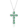 thumbnail image 1 of Linawe Silver Cross Necklace Emerald Green Cross Pendant Chain Necklace for Women, Crystal Imitation Diamond Birthstone Cubic Zirconia Necklace Jewelry, Birthday Catholic Religious Gifts, 1 of 7