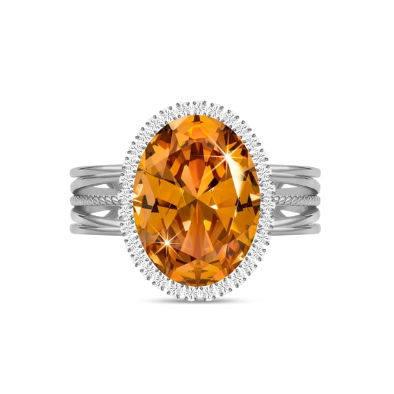 Linawe Silver Plated Adjustable Rings for Women, Created Yellow Birthstone Chunky Rings, Imitation Diamond Statement Rings, Fake Crystal Gemstone Cubic Zirconia Costume Ring