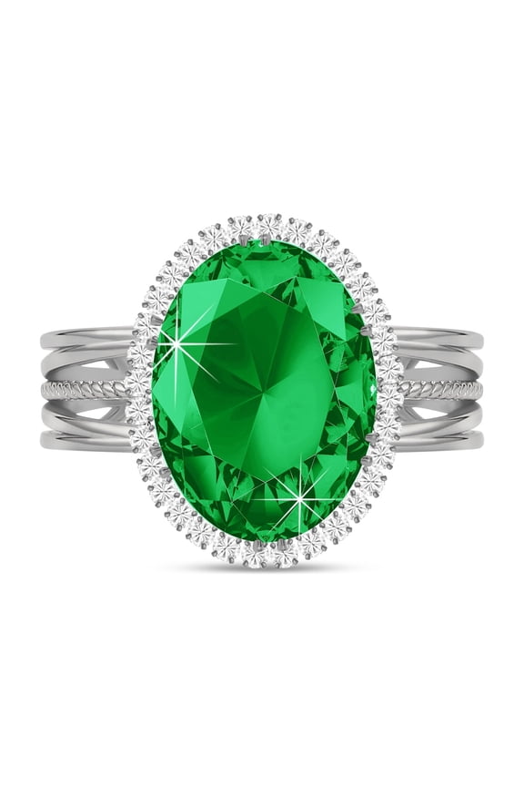 Silver Plated Adjustable Rings for Women, Green Birthstone Chunky Rings, Imitation Diamond Fake Crystal Gemstone CZ Statement Ring, Rhinestone Cubic Zirconia Cocktail Ring
