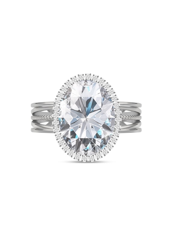 Silver Plated Adjustable Rings for Women, Imitation Diamond Fake Birthstone Crystal Gemstone CZ Chunky Rings, Vintage Statement Cocktail Rings, Oval Stone Costume Rings