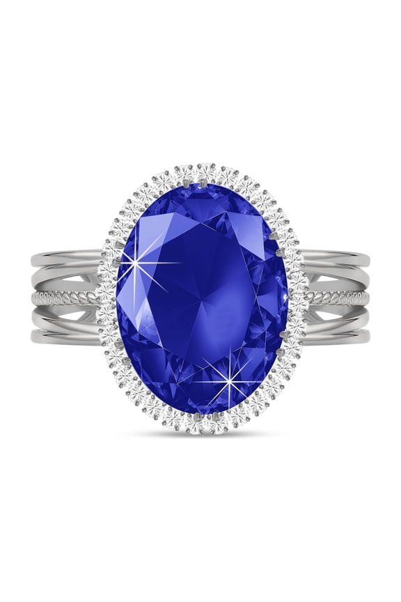 Silver Plated Navy Blue Rings for Women, Chunky Adjustable Rings, Statement Costume Rings, Imitation Diamond Fake Birthstone Faux Crystal Gemstone Cocktail Rings