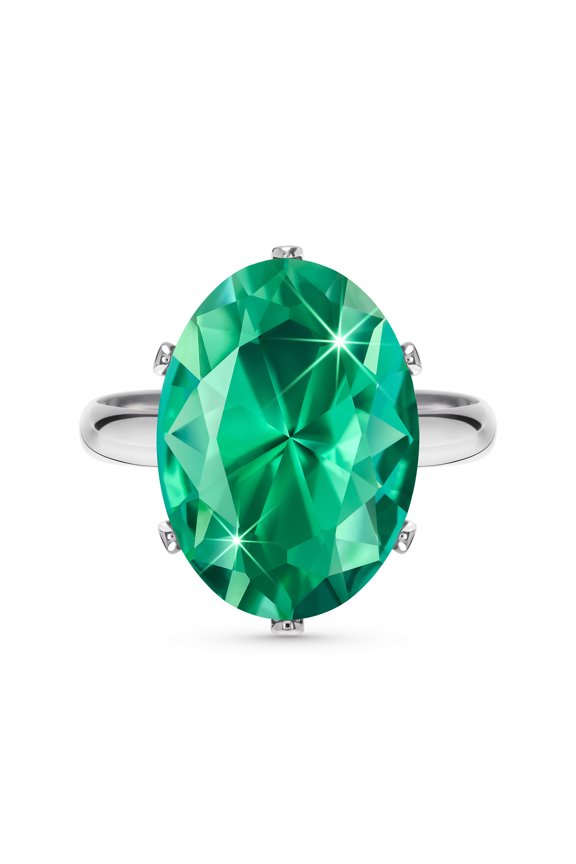 Turquoise Green Cubic Zirconia Rings for Women, Silver Imitation Diamond Chunky Rings, Adjustable Moissanite Birthstone Oval Crystal Rhinestone Prom Costume Jewelry