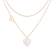 Linawe White Heart Layered Necklaces for Women Trendy, Rose Gold Choker Pendant Necklace, Stainless Steel Heart Choker Chain Stacked Necklace, Y2K Preppy Lover Necklace Jewelry