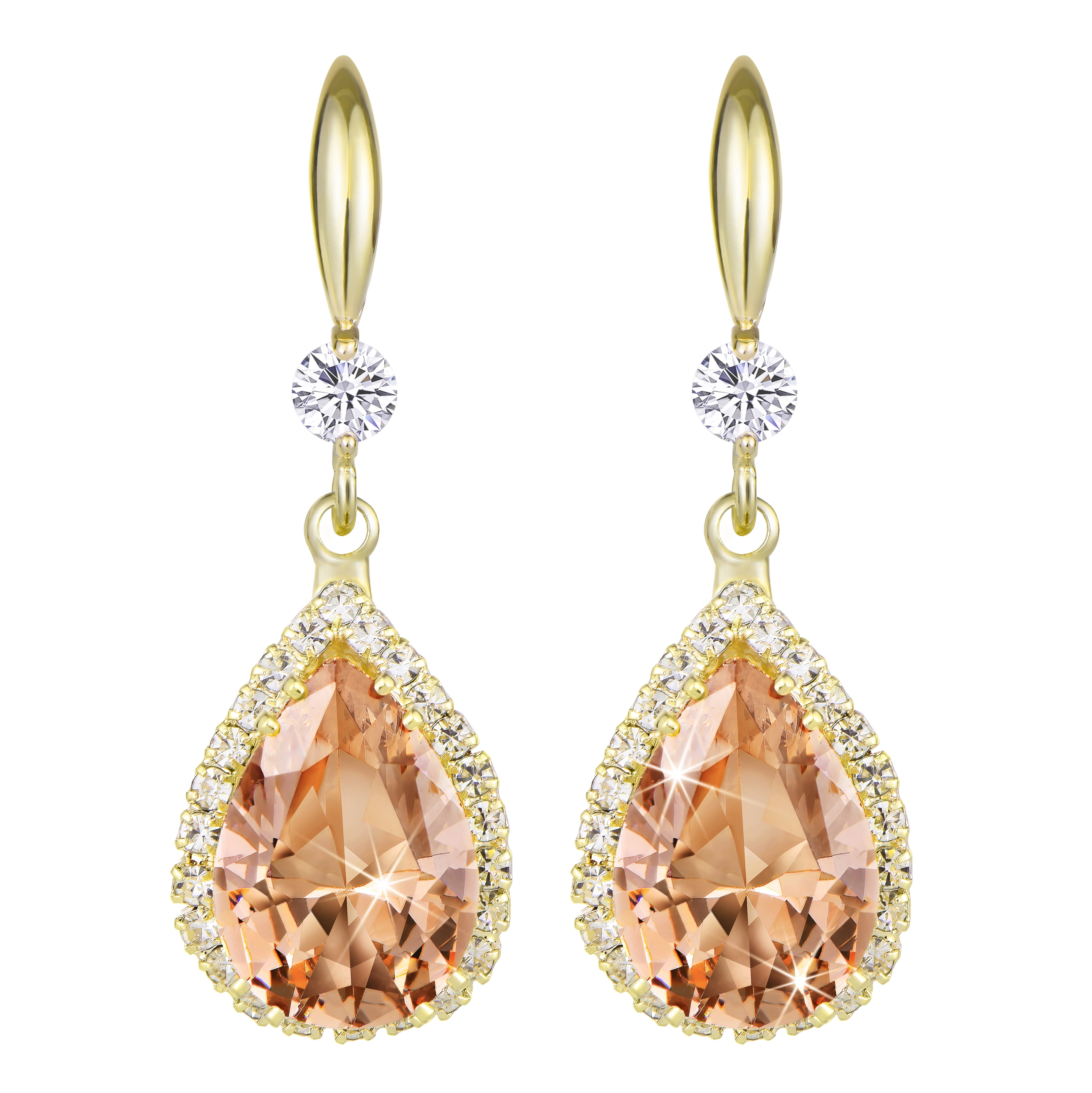 Linawe Yellow Dangle Earrings, 14K Gold Diamond Drop Earrings