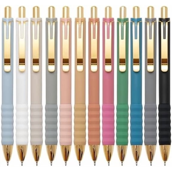 Linbsunne Ballpoint Pens Black Medium Point 1mm with Super Soft Grip Ball Point Pen for Men Women Retractable(style2, 12 pcs)