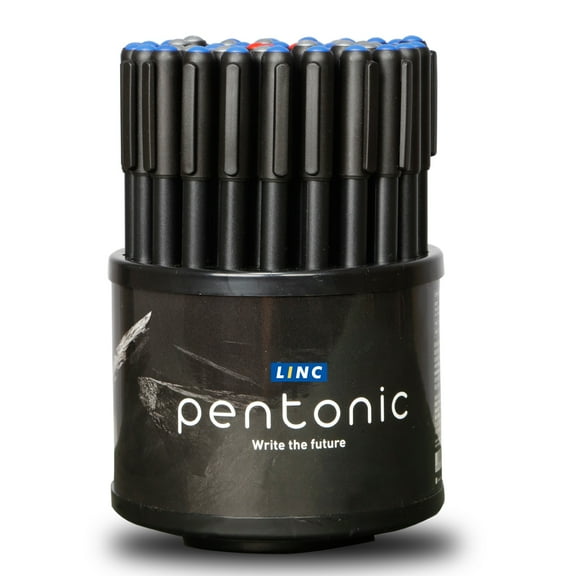 Linc Pentonic Premium Ball Point Pens, 50 Count, Medium Point, 1 mm, Black, Blue and Red Ink Colors
