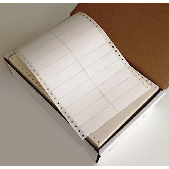 Linco 2-UP White Pinfed Continuous, Pressure-Sensitive Labels, 4 x 1 7/16, Box of 10,000