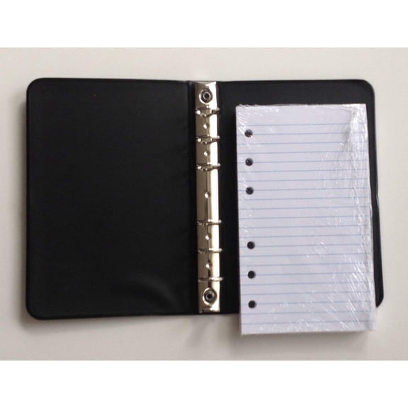 Linco Little Black 3-1/2" x 6" 6-Ring Binder with 100 Ruled Sheets, Black, 100 Count