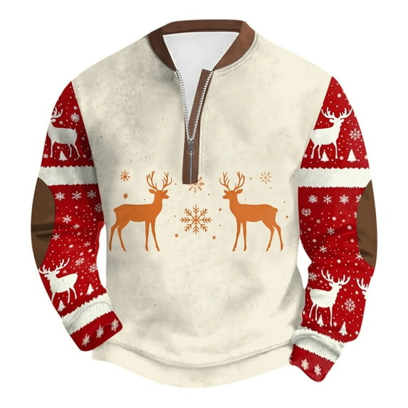 Lincoa Men's Orange Christmas Pullover - Festive Design with Comfortable Fabric