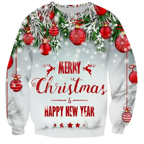 Lincoa Men's White Christmas Pullover - Festive Design with Comfortable Fabric