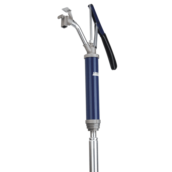 Lincoln 1340 Lever Action Barrel Hand Pump, fits 16 to 55 Gallon Drums, 3-tier Threaded Bung 2" and 1.5", Brass Piston Rings, Removable Non-drip Spout, Comfort Grip Handle, Internal Check Valve