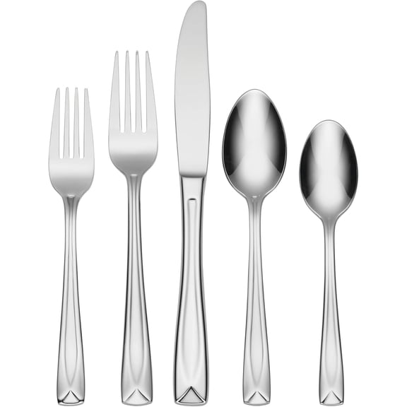 Lincoln 20 Piece Everyday Flatware, Service for 4, 18/0 Stainless Steel, Silverware Set, Dishwasher Safe, Silver