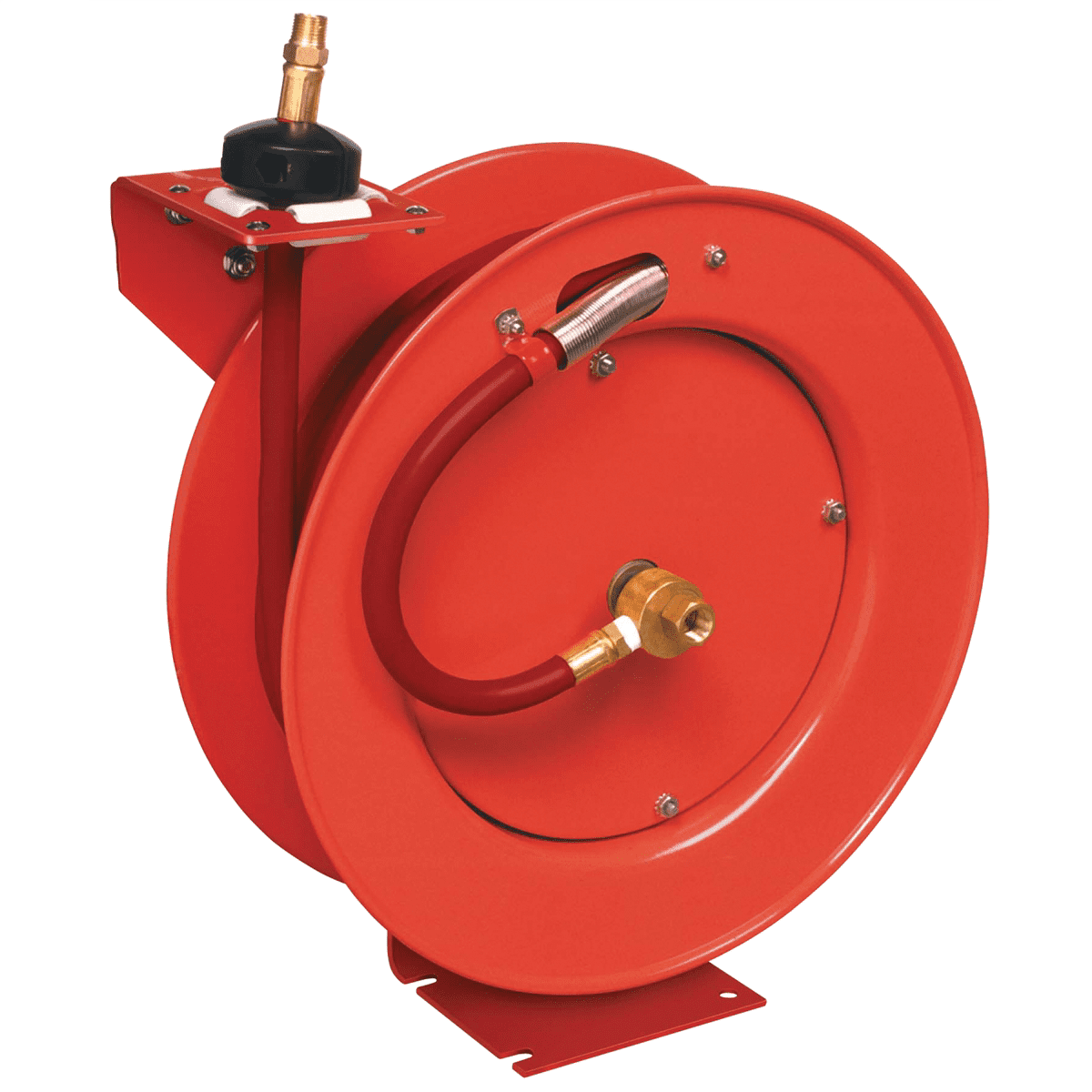 Lincoln 83754 Value Series Air and Water 50 Foot x 3/8 Inch Retractable  Hose Reel, 1/2 Inch NPT Fitting, Slotted Mounting Base, 5-position  Adjustable Outlet Arm 