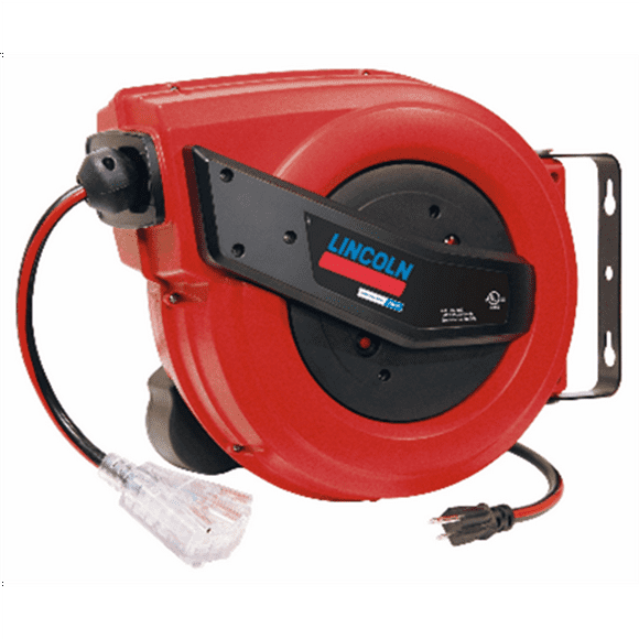 Lincoln 91039 60' Tri-tap Electric 12/3 Power Cord Reel with Magnetic Brake