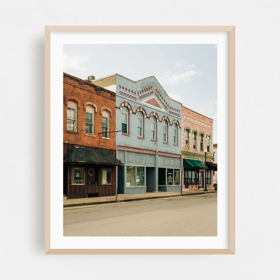 Lincoln Architectural 02 - Lincoln Illinois Photography Architecture Vintage Street Photography Cityscape Rustic Retro Rural Oak Framed Wall Art Print 6 x 8 inches