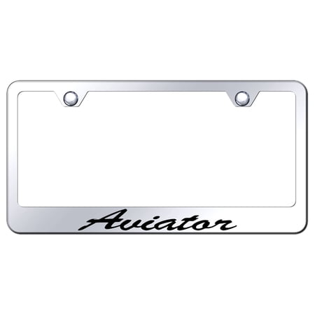 Lincoln Aviator Laser Etched Script Stainless Steel License Plate Frame (Chrome)