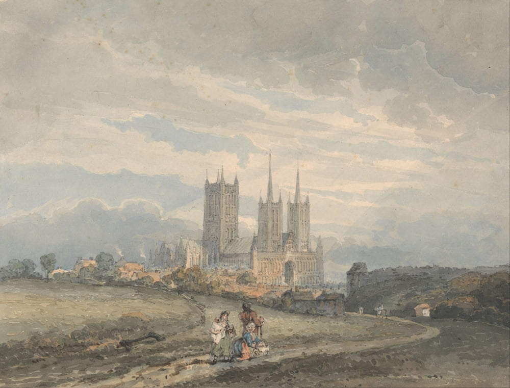 Lincoln Cathedral c1795 Canvas Art - Thomas Girtin (18 x 24)